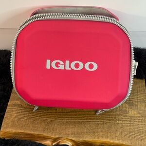 Igloo Fuchsia Cooler Bag Hard Case Insulated Lunch Tote 12x10x4 Silver Accents